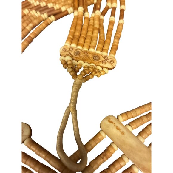 Handcrafted Multi-Strand Beaded Belt Tribal-Inspired Carvings African 80s - Picture 2 of 6